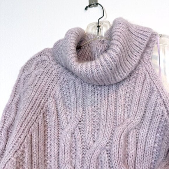 Pilcro Cable Knit Sweater Purple Turtleneck Chunky Medium - Picture 6 of 12